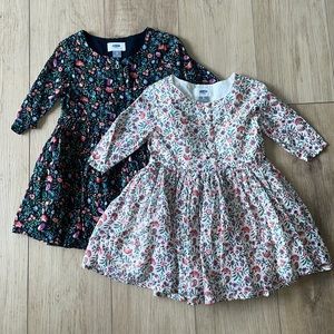 Lot of 2 Floral 3/4 Sleeve Button Up Dresses - 3T